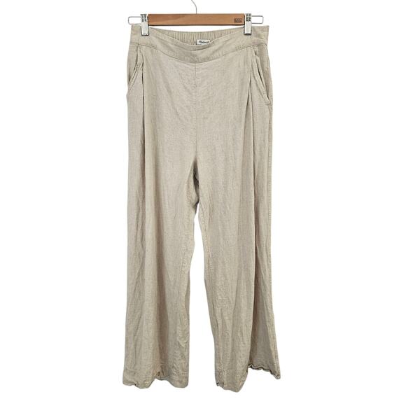 MADEWELL Pull-On Straight Crop Linen Pant in Natural Undyed Size 2 - Picture 1 of 12